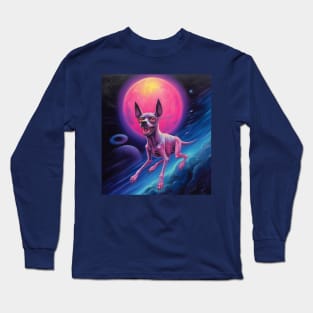 Vintage Retro Sci-Fi Space Chupacabra Art - Cryptid in Outer Space Long Sleeve T-Shirt